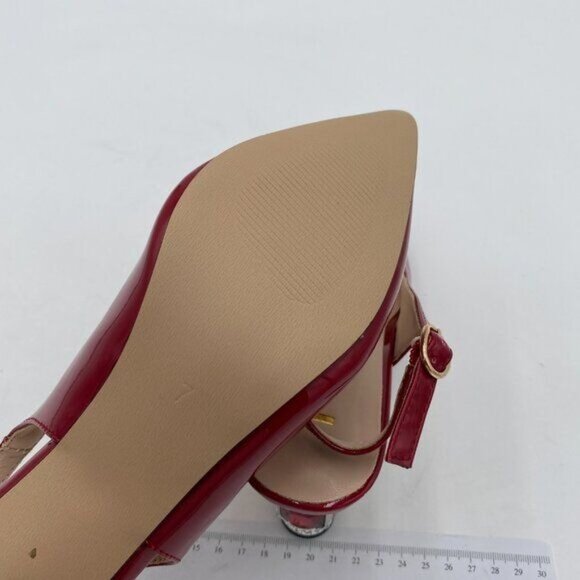 FSJ Women Closed Pointed Toe Crystal Block Chunky Mid Heel Slingback Pumps - Picture 6 of 8